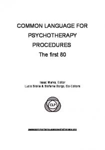 COMMON LANGUAGE FOR PSYCHOTHERAPY