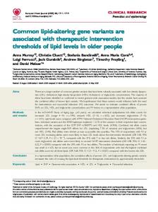 Common lipid-altering gene variants are ... - Semantic Scholar