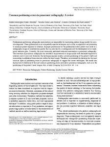 Common positioning errors in panoramic radiography - BioMedSearch