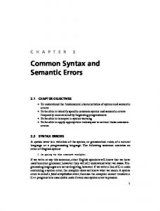 Common Syntax and Semantic Errors