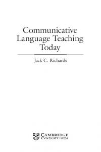 Communicative Language Teaching Today