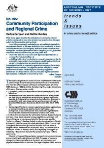 Community participation and regional crime - Australian Institute of ...