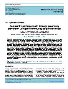 Community participation in teenage pregnancy ... - Academic Journals