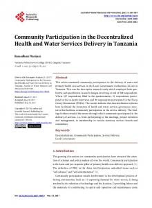 Community Participation in the Decentralized Health and Water ...