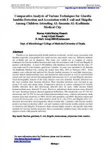 Comparative Analysis of Various Techniques for Giardia lamblia ...