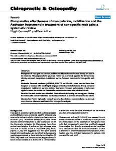 Comparative effectiveness of manipulation, mobilisation and the ...