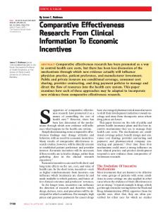 Comparative Effectiveness Research: From ... - Semantic Scholar