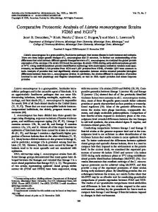 Comparative Proteomic Analysis of Listeria monocytogenes Strains ...