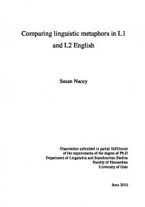 Comparing linguistic metaphors in L1 and L2 English