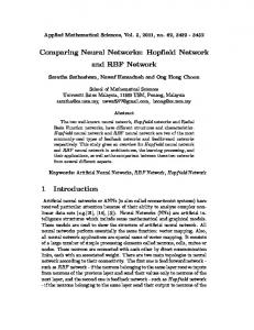 Comparing Neural Networks: Hopfield Network and RBF Network 1