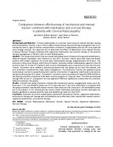 Comparison between effectiveness of mechanical and manual traction