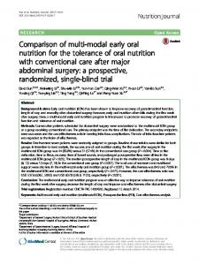 Comparison of multi-modal early oral nutrition for ... - Nutrition Journal