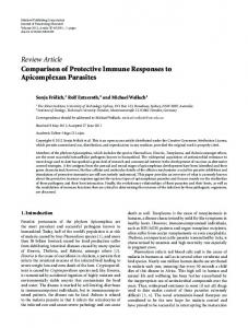 Comparison of Protective Immune Responses to Apicomplexan ...