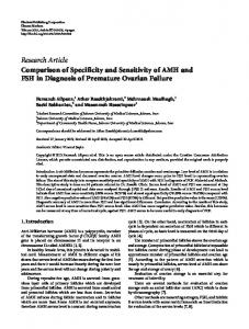 Comparison of Specificity and Sensitivity of AMH and FSH in ...