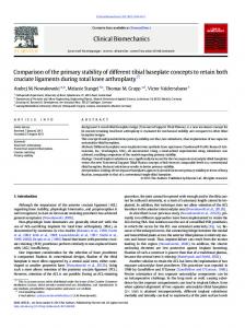 Comparison of the primary stability of different tibial