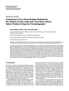 Comparison of Two Derivatization Methods for the Analysis of Fatty ...