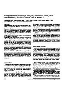 Comparisons of percentage body fat, body mass index, waist