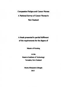 Compassion Fatigue and Cancer Nurses