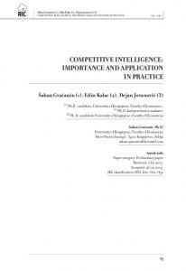 COMPETITIVE INTELLIGENCE: IMPORTANCE AND APPLICATION IN ...