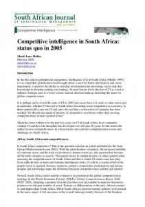 Competitive intelligence in South Africa - South African Journal of ...