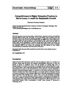 Competitiveness in Higher Education Practices in Sierra Leone: A ...