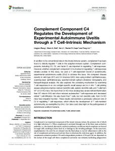 Complement Component C4 Regulates the ... - Semantic Scholar