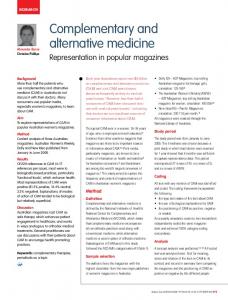 Complementary and alternative medicine - Informit