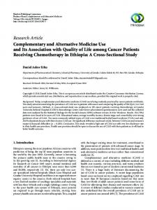 Complementary and Alternative Medicine Use and Its Association with