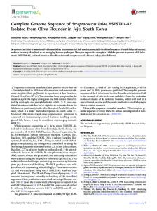 Complete Genome Sequence of Streptococcus ... - Semantic Scholar