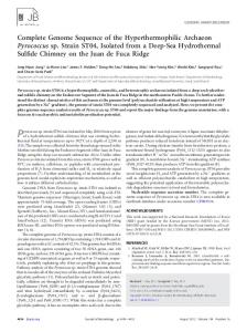 Complete Genome Sequence of the Hyperthermophilic Archaeon ...