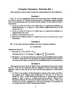 Complex Geometry: Exercise Set 1