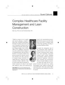 Complex Healthcare Facility Management and Lean ... - Faculty