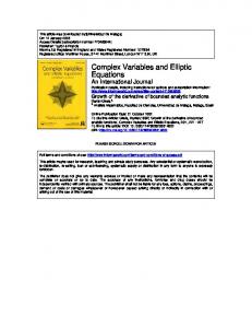 Complex Variables and Elliptic Equations