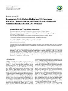 Complexes: Synthesis, Characterization, and