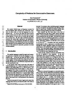 Complexity of Problems for Commutative Grammars