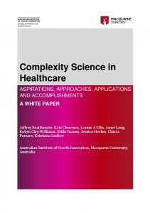 Complexity Science in Healthcare