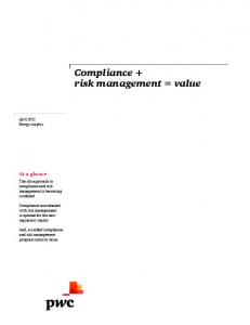 Compliance + risk management = value - PwC