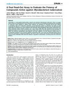 Compounds Active against Mycobacterium tuberculosis - PLOS