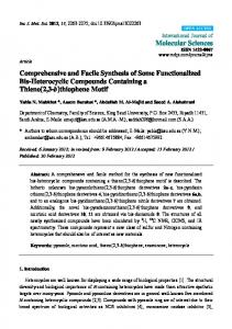 Comprehensive and Facile Synthesis of Some ... - CiteSeerX