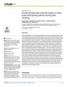 Compromised knee internal rotation in total knee arthroplasty ... - Plos