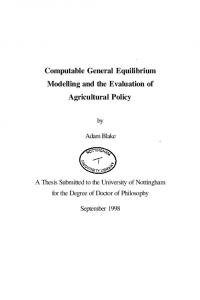 Computable General Equilibrium Modelling and the ...
