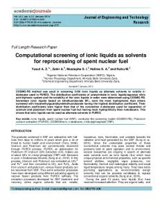 Computational screening of ionic liquids as solvents for ... - CiteSeerX