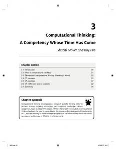 Computational Thinking: A Competency Whose Time