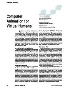 Computer Animation for Virtual Humans