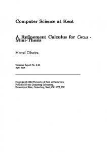 Computer Science at Kent A Refinement Calculus