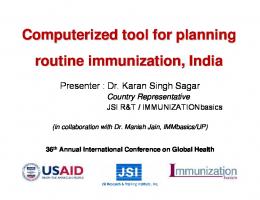 Computerized tool for planning routine immunization, India