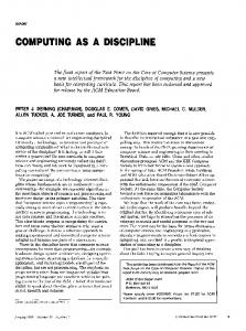 COMPUTING AS A DISCIPLINE