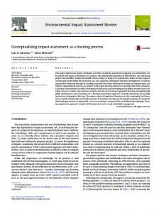 Conceptualizing impact assessment as a learning ...