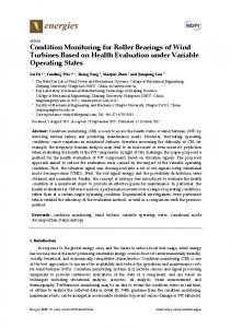 Condition Monitoring for Roller Bearings of Wind