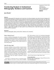 Conducting Analysis in Institutional Ethnography - SAGE Journals